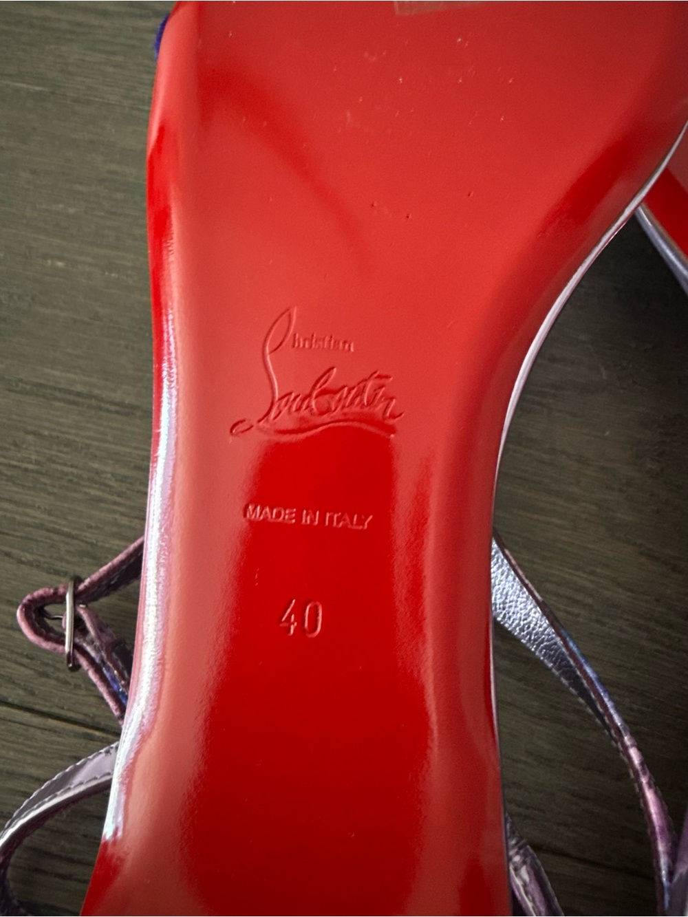 Christian Louboutin Purple Snake Skin Strappy Flat Sandals. Like New - Picture 7 of 10
